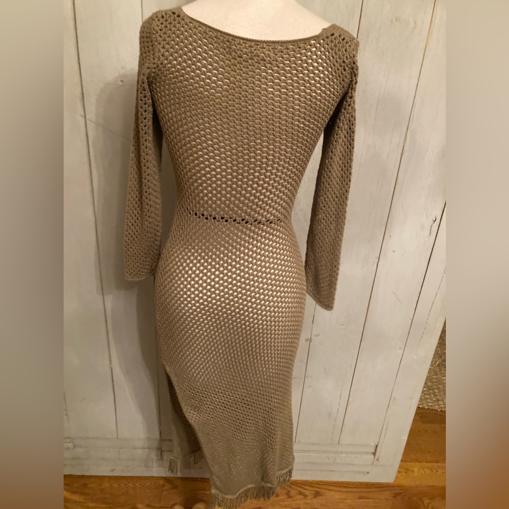 Anthropologie Carmel Crochet Dress Swim Cover Up Long Sleeve Side Slit Dress XS - Picture 5 of 11